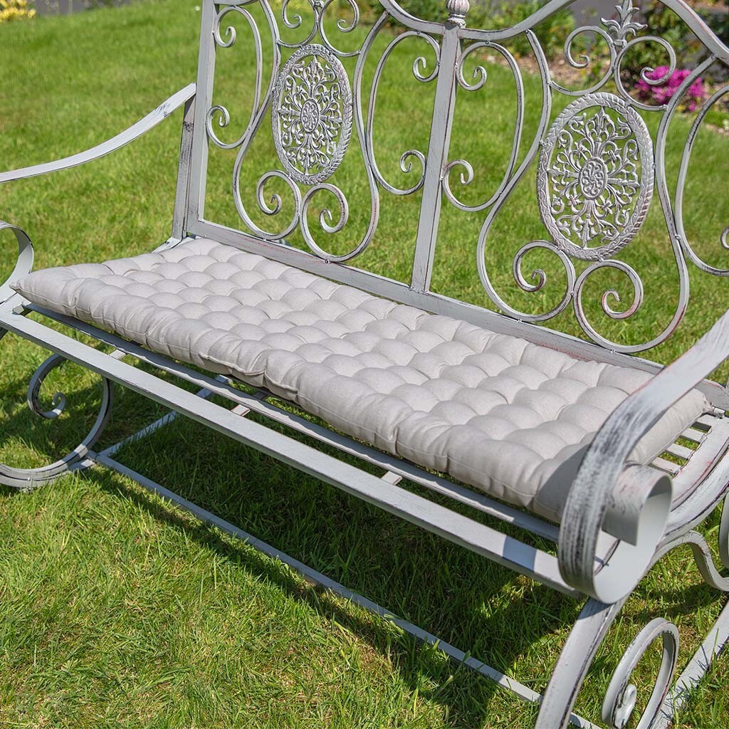 Grey Outdoor Quilted Bench Cushion Summer Patio Garden Seat Pad