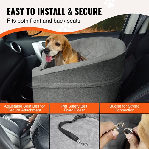 VEVOR Hunde Autositz Vorder/Rücksitz Hundesitz Auto 560x508x410mm 25kg Grau - Bild 4 von 12