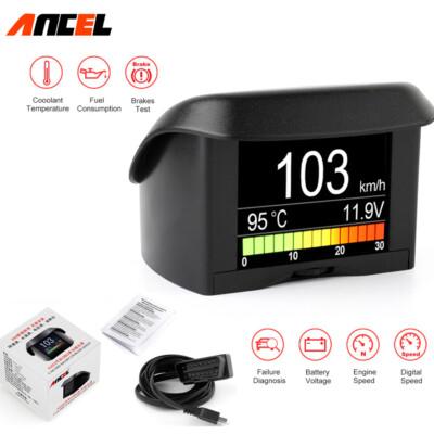 ANCEL A202 OBD2 Scanner Kraftstoff Verbrauch Wasser Temperatur Gauge HUD Display