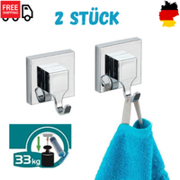 Wenko Vacuum-Loc Wandhaken Quadro 2Er Set, Handtuchhalter Befestigen Ohne Bohren