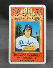 1981 Perma-Graphics/Topps Credit Cards All-Stars Fernando Valenzuela Rookie RC
