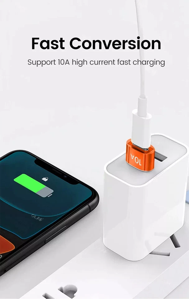 10A OTG USB Adapter Type C Female to USB 3.0 A Male  Converter Fast Charger 240W - Image 4 of 4