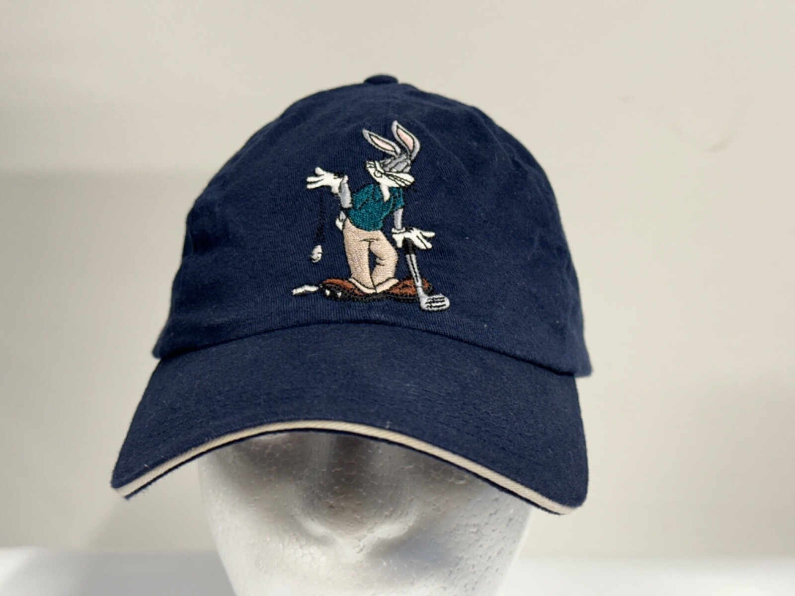 PONY Berretto da baseball Warner Bros Studio Store Bugs Bunny King Putt blu navy anni '90