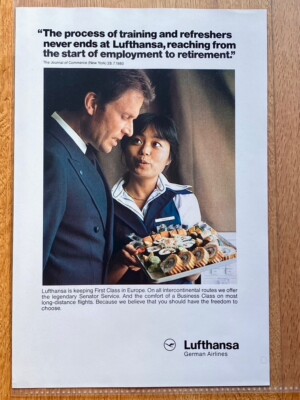 Lufthansa First Class Service Original 1982 Vintage Advert Werbung Reklame