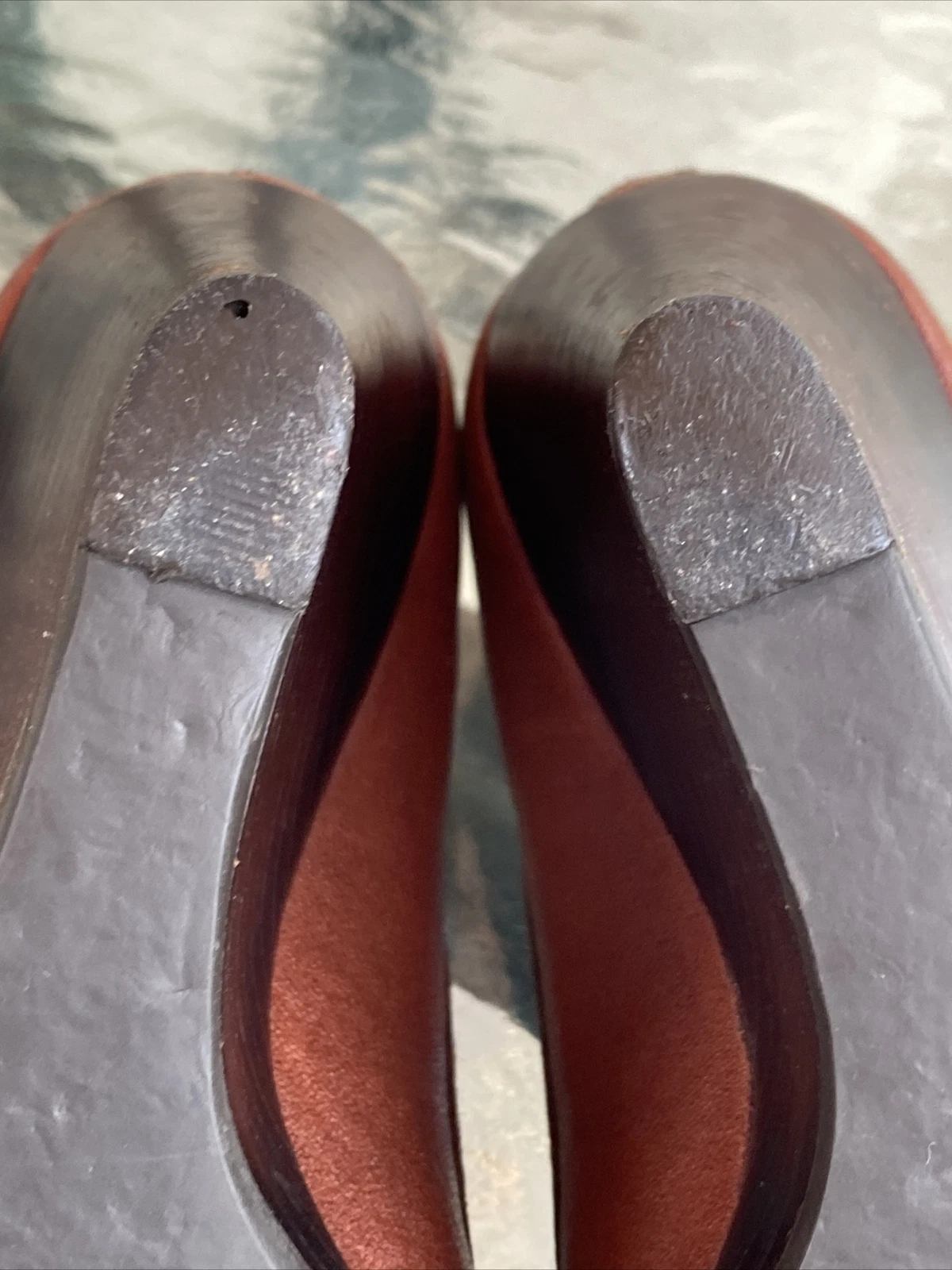 Scarpe tacco a zeppa Tory Burch Selma punta aperta 5 M marroni in pelle