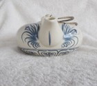 Vintage Asian Teapot with Blue Stenciling Flying Insects & foliage chinese — photo 2