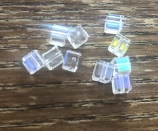 NOS Austrian Crystal Faceted Clear AB Cube Block Square Bead Lot 4mm