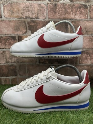 Nike Classic Cortez 807471-103 Turnschuhe Damen Größe UK 7 Weiß Rot Leder Schuhe