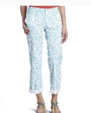 Lilly Pulitzer Size 4 Aqua White Chino Pants VGUC