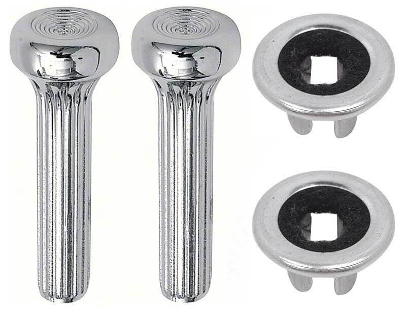 2x Chrome Ribbed Door Lock Knob Pulls For 1968-1972 GM Chevy / Pontiac – Plastic