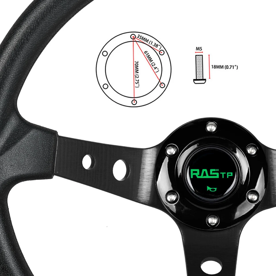 14in Steering Wheel+Quick Release+Hub Adapter 160HFor Mazda Miata RX-7 RX-8 MX-3 Foto 3 de 4