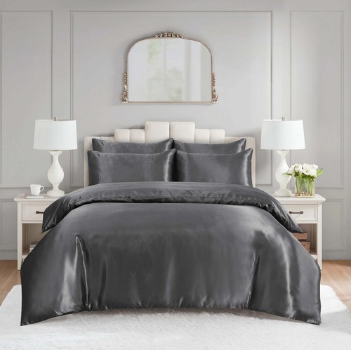 6 Pcs Satin Complete Bedding Set Silky Duvet Cover, Fitted sheet & Pillow Cases - Picture 15 of 205