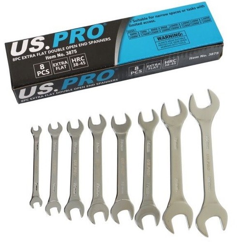 8p EXTRA FLAT SPANNER SET by US PRO TOOLS Metric 6mm to 23mm Slim Wrench Set eBay