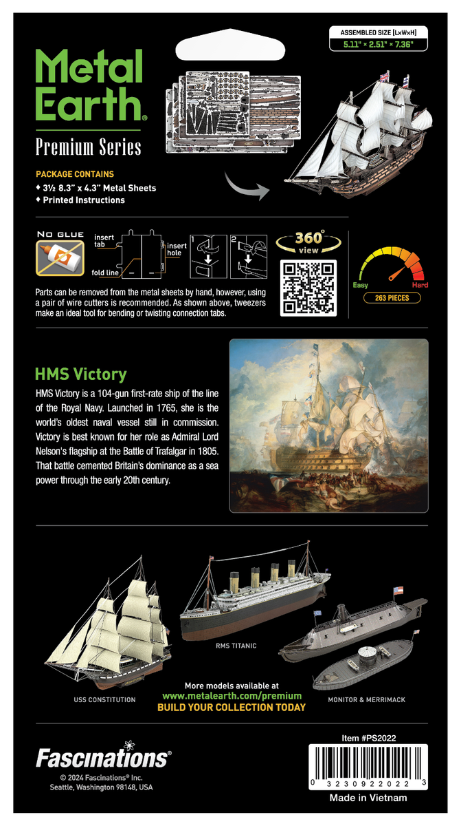 Fascinations Premium Series HMS VICTORY Ship Metal Earth 3D Laser