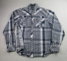 Affliction Shirt Mens Large Plaid Long Sleeve Button Up Stitches Pockets L