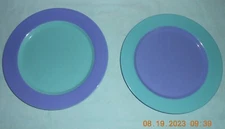 2 Lindt-Stymeist Colorways 11" Dinner Plates - Blue/Green and Green/Blue