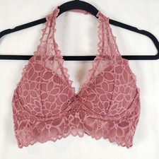 Victoria Secret PINK Lace Halter Bralette Womens Small Padded Underwire Rose