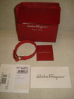 100% AUTHENTIC NEW MEN FERRAGAMO GANCIO RED LEATHER BRACELET — photo 1