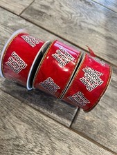 Sheer Fabric Ribbon NWT 3 rolls Red sparkle Gold Trim Wired Christmas Holiday