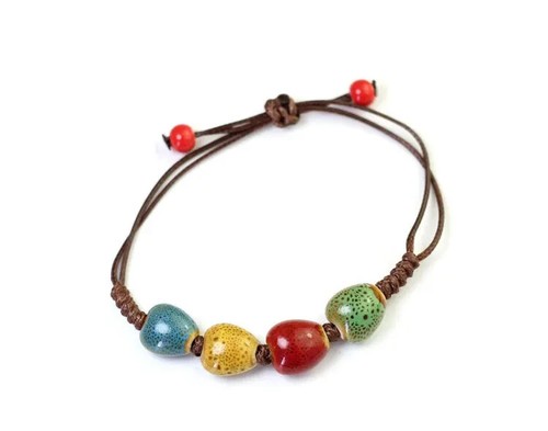 NEW Love Heart Ceramic Blue Red Bracelet Fashion Jewellery Cuff Overlay Vintage - Picture 5 of 5