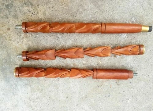 Vintage Aluminium Head Dragon Handle Walking Stick Wooden Designer Brown Cane - Image 2 of 3