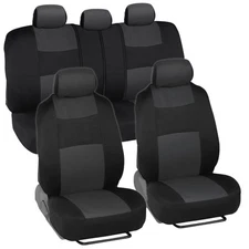 Car Seat Covers for Nissan Versa 2 Tone Charcoal & Black w/ Split Bench