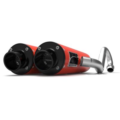 HMF Performance Can-Am Red Dual Full System Exhaust Black End Cap Renegade 1000