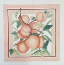 Needlepoint HP handpainted canvas PEACHES branch pillow PI-104 14" square 13mesh