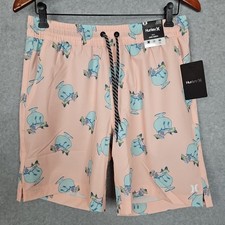 Hurley Stay Til Two Volley Swim Shorts Tropical Drink Pink Sz Med 4 Way Stretch