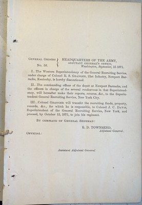 #ad #ad RARE VINTAGE 1871 MILITARY GENERAL ORDERS 58 GENERAL SHERMAN G $7.50