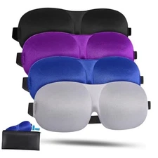 4 Pack Sleep Mask for Women and Men Adjustable Black, Purple, Blue, Gray