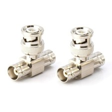 BNC T Adapter - Male to Female Double Connector Coax Cable Extension - 100 Pcs