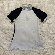 Women’s Small White/Navy Equiline Short Sleeve Horseback Riding Sunshirt