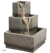 3-Tier Solar Rustic Garden Fountain with LED Lights