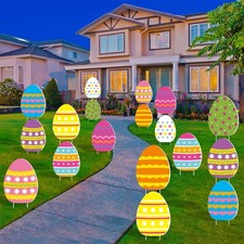 18-Piece Easter Egg Yard Signs, 11.8x13.78, Double-Sided, Waterproof, Mount