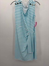 Talbots Blue Size Large P Stripe Short Short Sleeve Dress