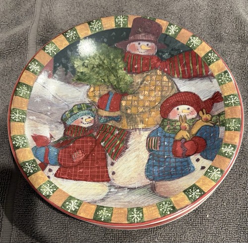Set Of 4 Certified International Frosty Snowman 8” Plates Susan Winget CHTM-1372