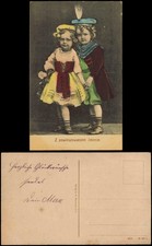 Polen Polska polnische Volkstypen Trachten Junge und Mädchen 1912