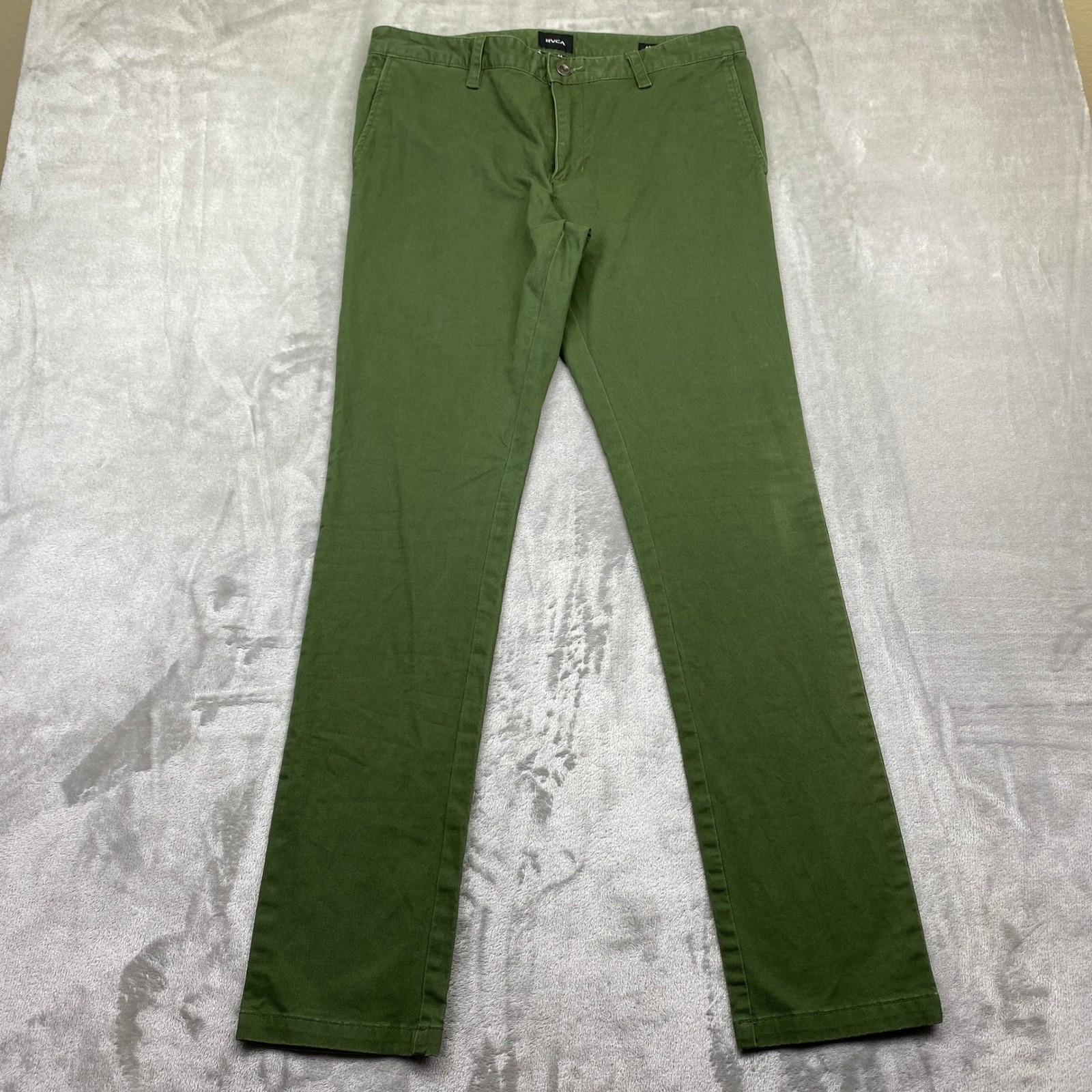 RVCA Stapler Chino Pants Olive Green Flat Front Slim Fit Mens Size 34 Preppy-image