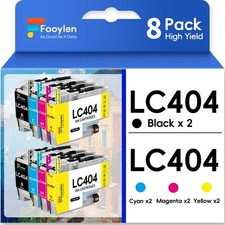 8 Pack LC404 LC 404 Ink Cartridges Compatible For Brother MFC-J1215W MFC-J1205W