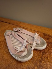 WHITE STUFF Pumps Pink & Brown Canvas Flats Plimsolls Shoes UK Size 5 EU 38