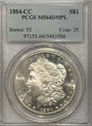 1884-CC MORGAN DOLLAR PCGS MS64 DMPL