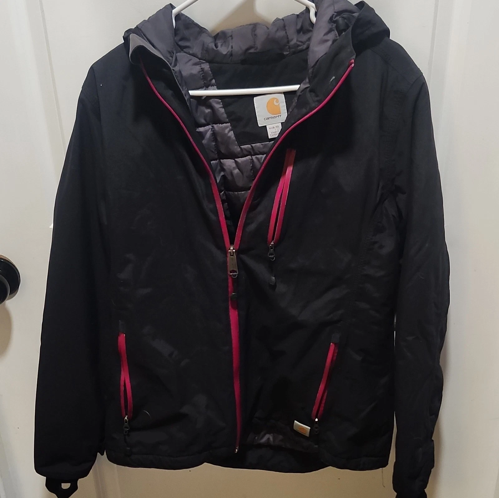 Carhartt Storm Defender Womens Ski Jacket Black Pink Hooded M (8/10) Insulated