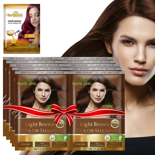 Hair Color Shampoo for Gray Hair–Natural Hair Dye Shampoo with Argan Hair Mas...