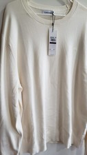 Calvin Klein Sweater Men's Smooth Cotton CK Monogram Logo Comfortable White XXL