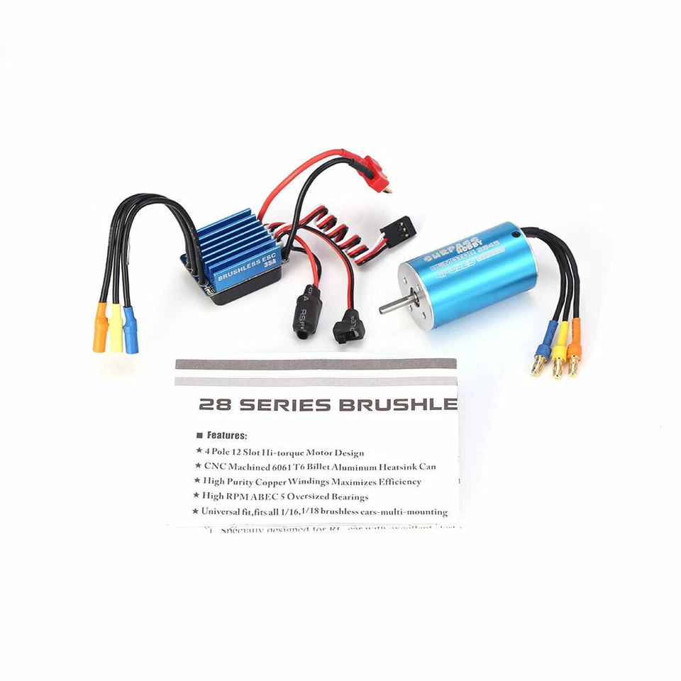 3930KV Sensorloser, bürstenloser Motor 35A ESC Combo für 1/16 1/18 RC Auto - Bild 2 von 4