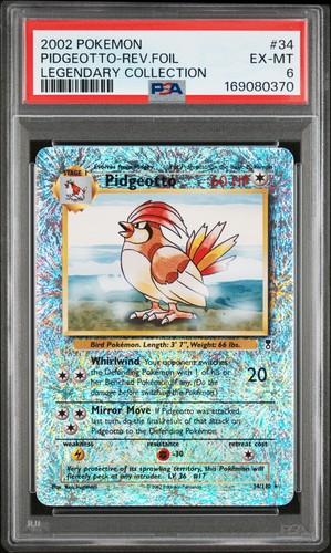 2002 POKEMON LEGENDARY COLLECTION #34 PIDGEOTTO-REVERSE FOIL PSA 6