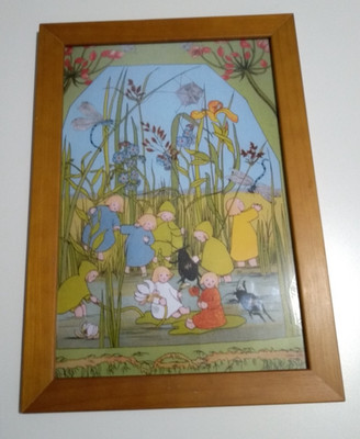 Something Of The Root Children, Wall Art, Art Print, Wooden Frame With Glass Vintage