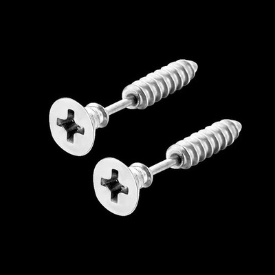 Hypoallergene Silber Nagel Schraube Form Ohrstecker Damen Schmuck Punk Style