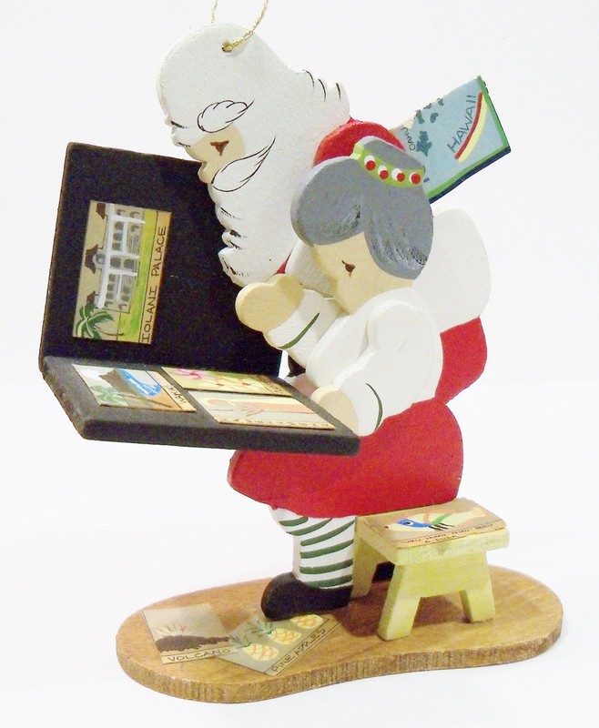 Emgee Hawaii Santa Mrs Claus Photo Album Hawaiian Memories Wooden Wood Ornament